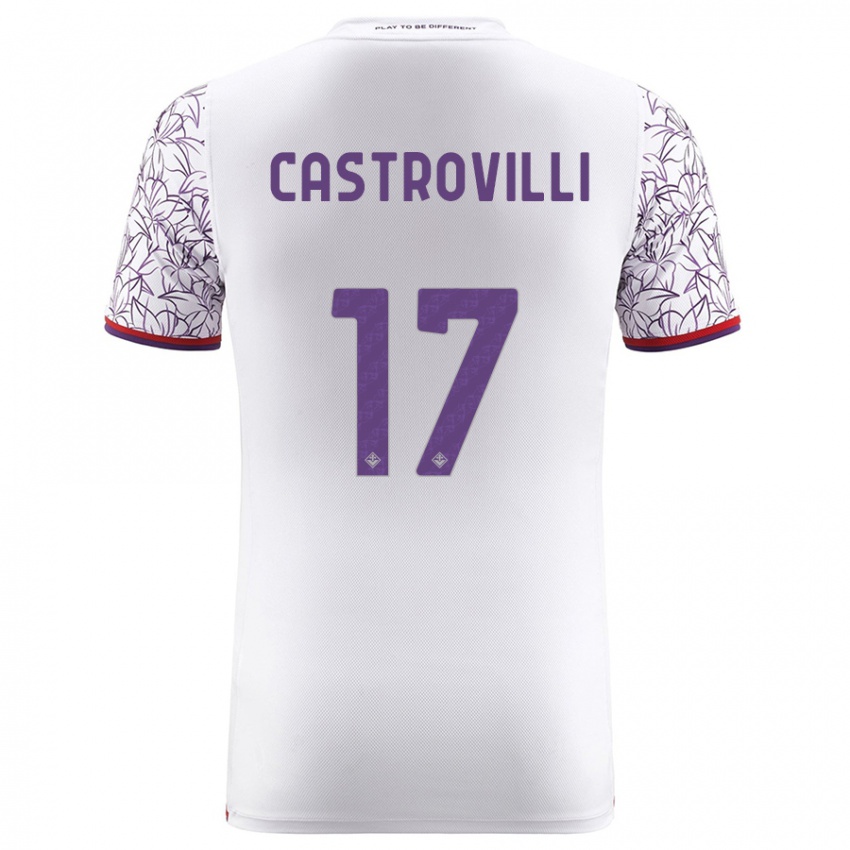 Mujer Camiseta Gaetano Castrovilli #17 Blanco 2ª Equipación 2023/24 La Camisa Chile