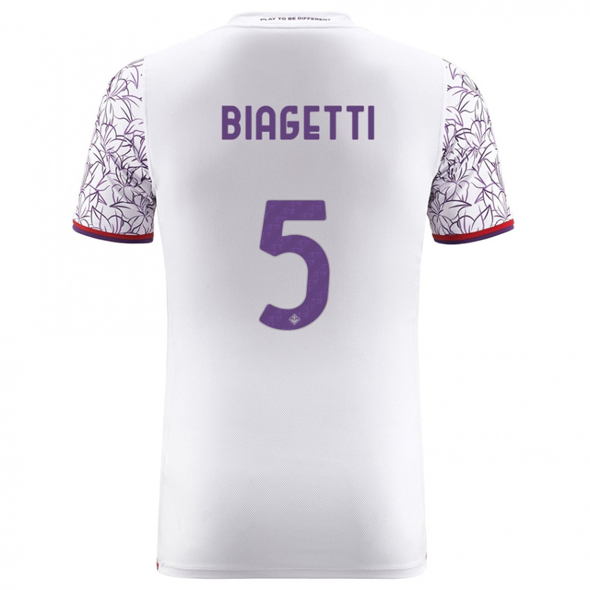 Mujer Camiseta Christian Biagetti #5 Blanco 2ª Equipación 2023/24 La Camisa Chile