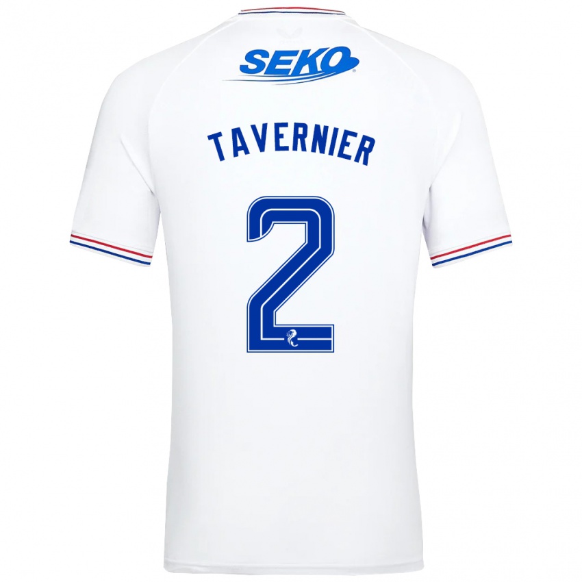 Mujer Camiseta James Tavernier #2 Blanco 2ª Equipación 2023/24 La Camisa Chile