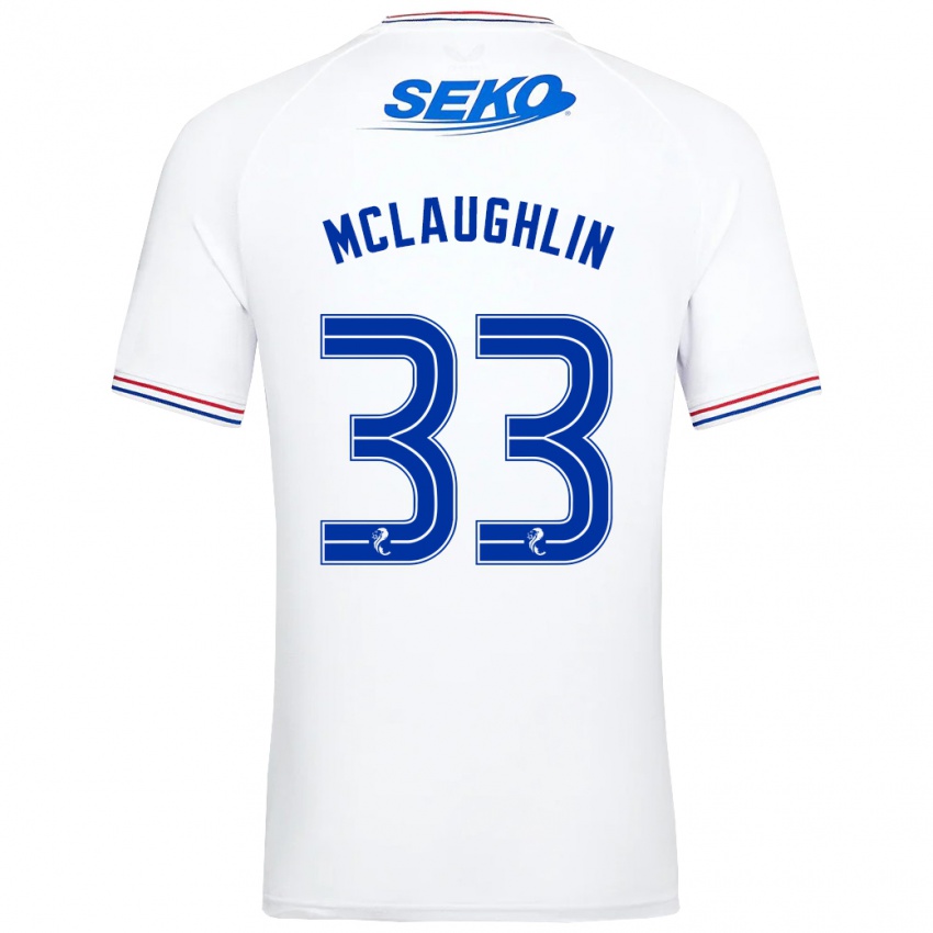 Mujer Camiseta Jon Mclaughlin #33 Blanco 2ª Equipación 2023/24 La Camisa Chile