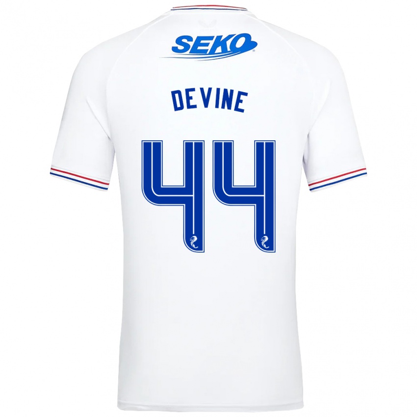 Mujer Camiseta Adam Devine #44 Blanco 2ª Equipación 2023/24 La Camisa Chile