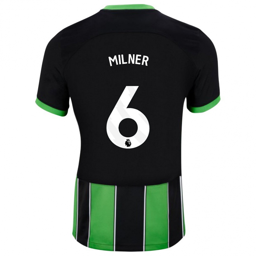 Mujer Camiseta James Milner #6 Verde Negro 2ª Equipación 2023/24 La Camisa Chile