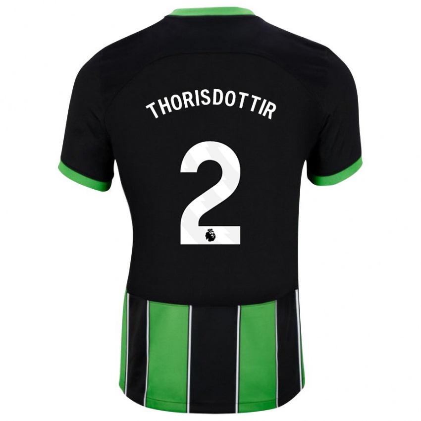 Mujer Camiseta Maria Thorisdottir #2 Verde Negro 2ª Equipación 2023/24 La Camisa Chile