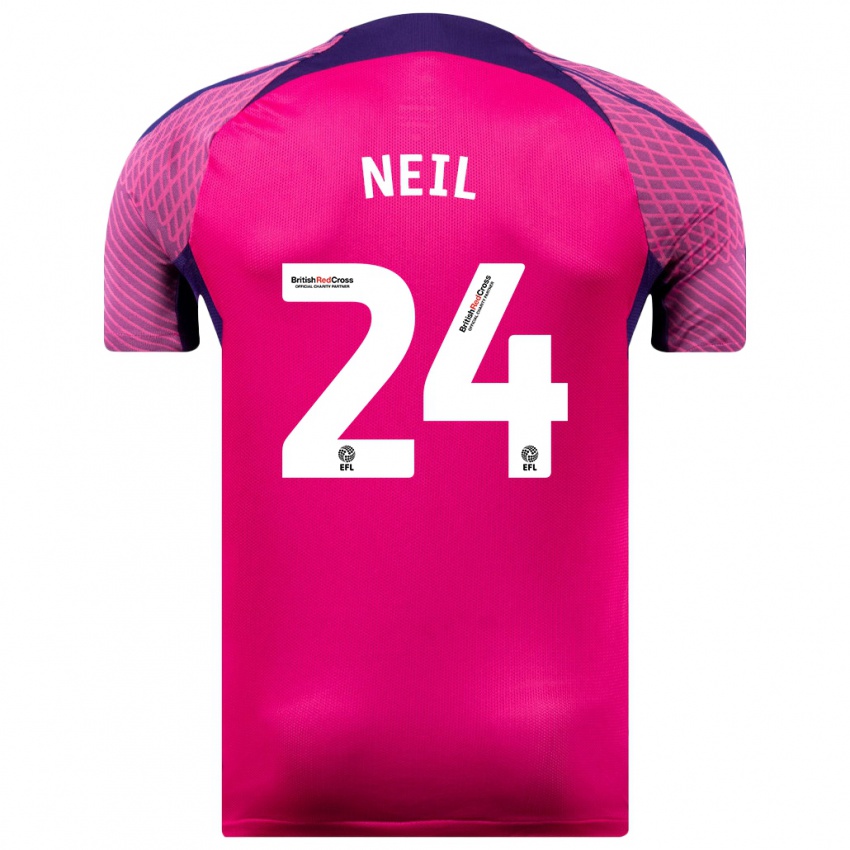 Mujer Camiseta Dan Neil #24 Morado 2ª Equipación 2023/24 La Camisa Chile