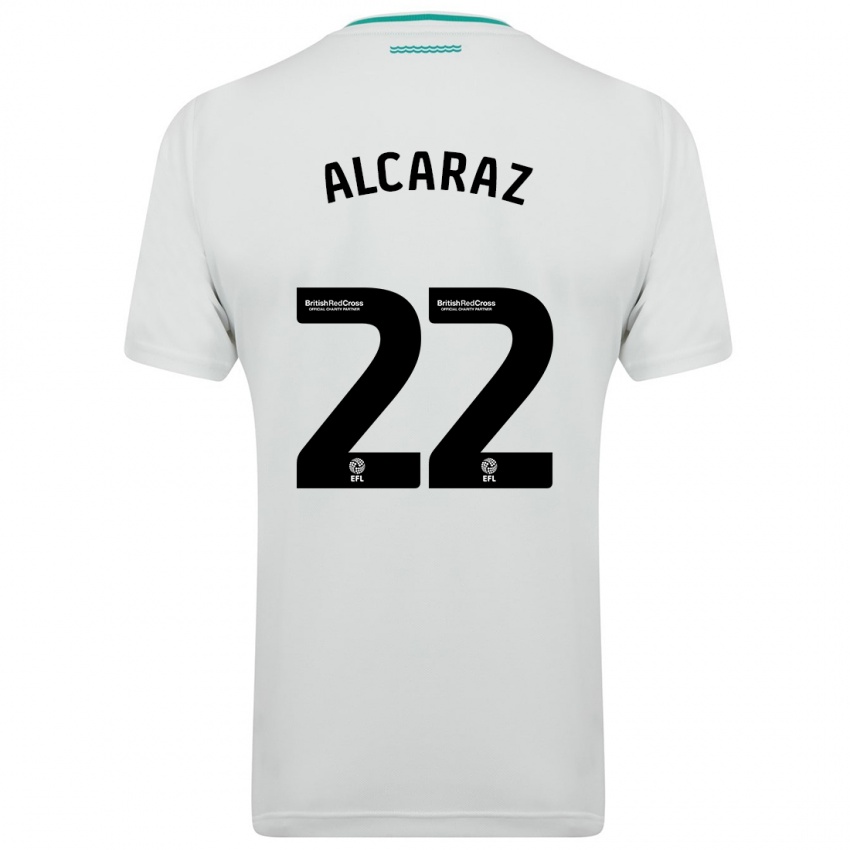 Mujer Camiseta Carlos Alcaraz #22 Blanco 2ª Equipación 2023/24 La Camisa Chile
