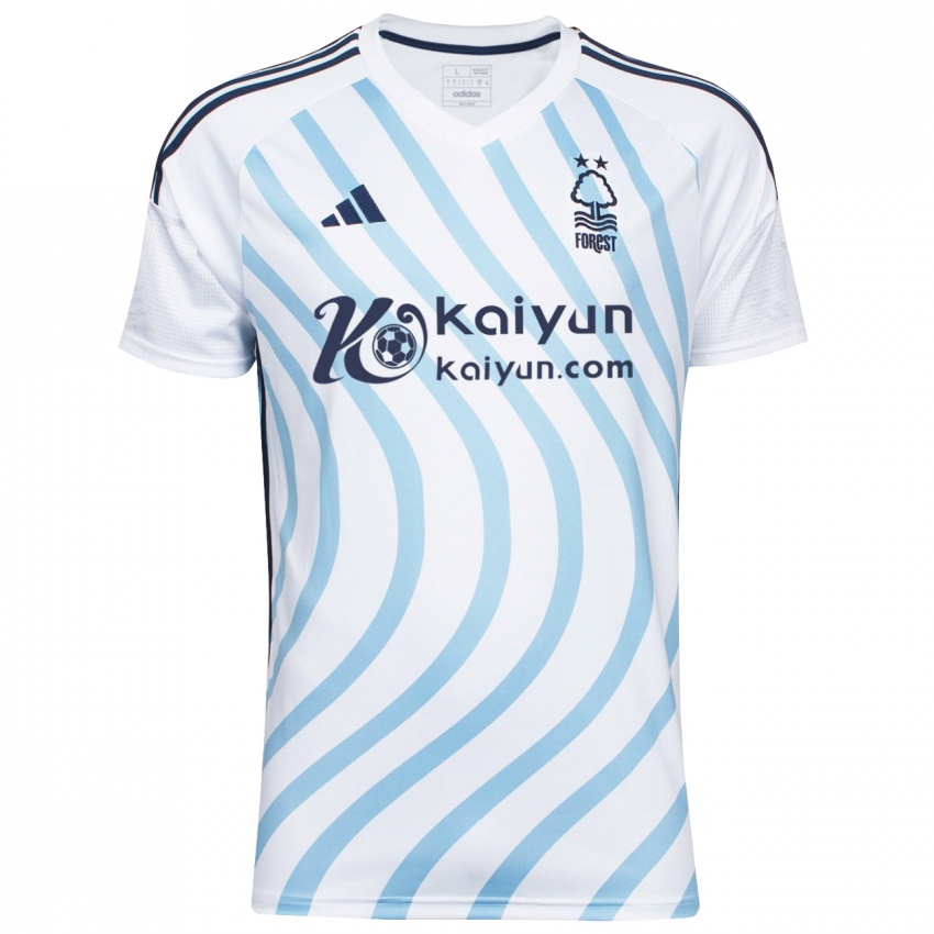 Mujer Camiseta Georgios Lemonakis #0 Blanco Azul 2ª Equipación 2023/24 La Camisa Chile