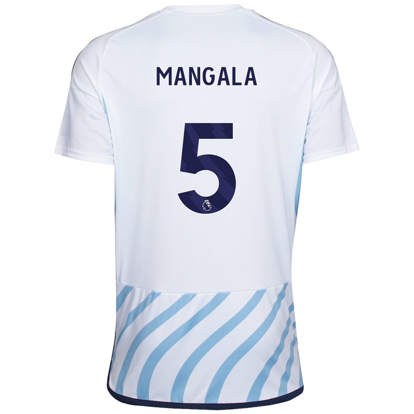 Mujer Camiseta Orel Mangala #5 Blanco Azul 2ª Equipación 2023/24 La Camisa Chile