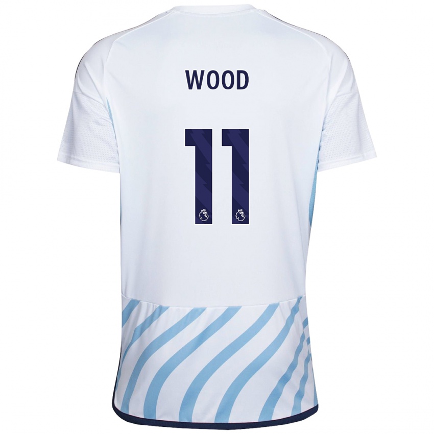 Mujer Camiseta Chris Wood #11 Blanco Azul 2ª Equipación 2023/24 La Camisa Chile