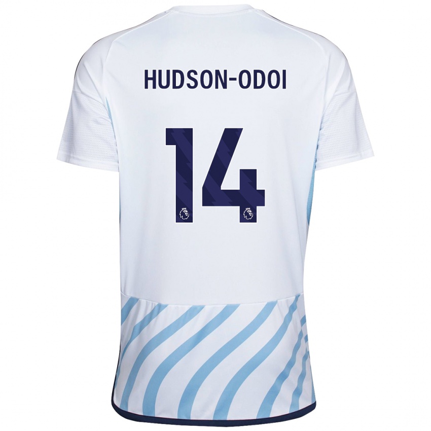Mujer Camiseta Callum Hudson-Odoi #14 Blanco Azul 2ª Equipación 2023/24 La Camisa Chile