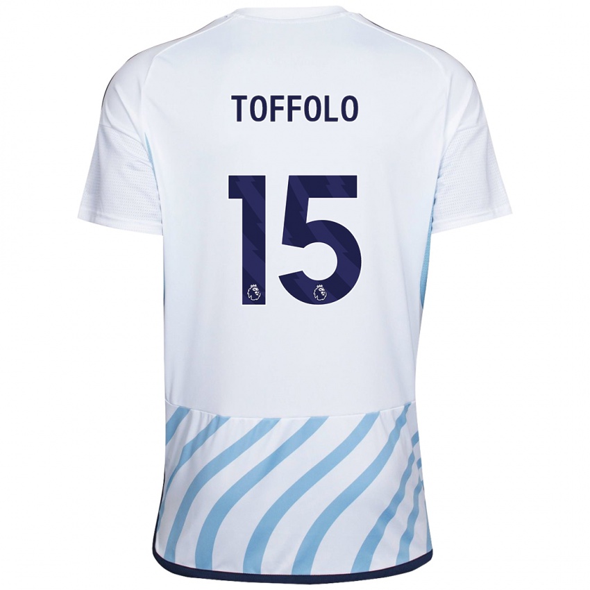 Mujer Camiseta Harry Toffolo #15 Blanco Azul 2ª Equipación 2023/24 La Camisa Chile