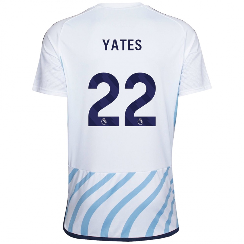 Mujer Camiseta Ryan Yates #22 Blanco Azul 2ª Equipación 2023/24 La Camisa Chile