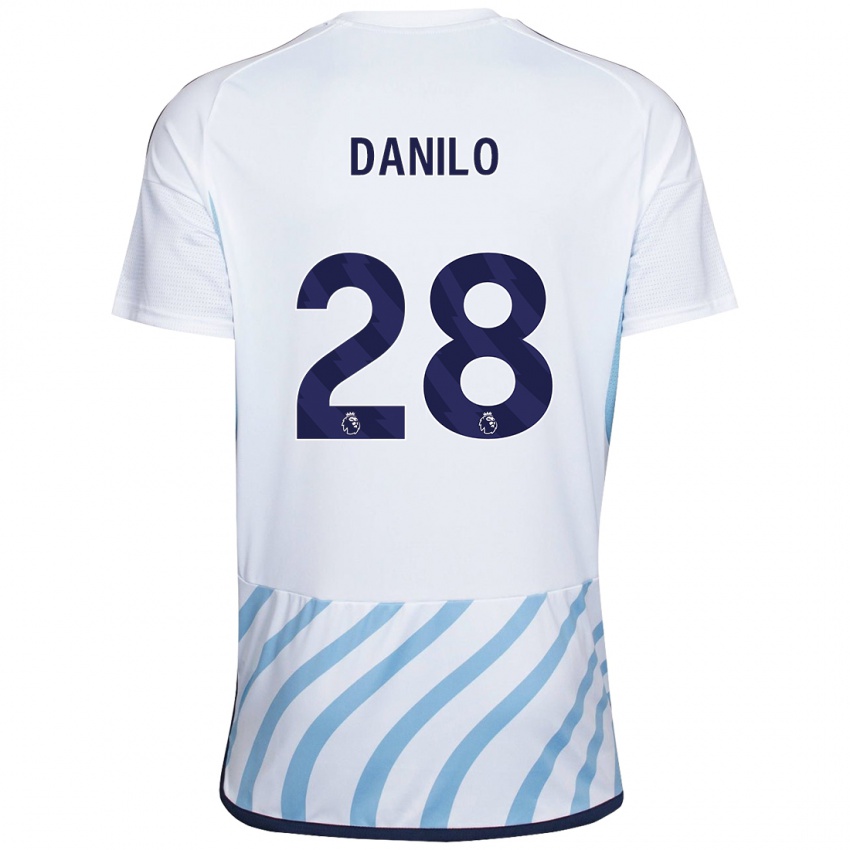 Mujer Camiseta Danilo #28 Blanco Azul 2ª Equipación 2023/24 La Camisa Chile