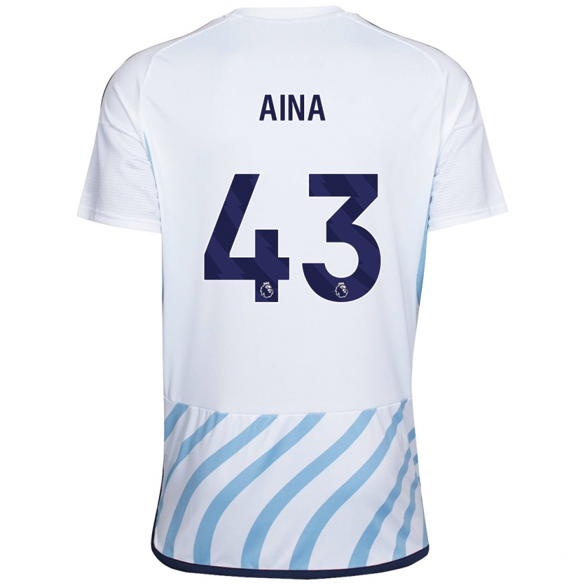 Mujer Camiseta Ola Aina #43 Blanco Azul 2ª Equipación 2023/24 La Camisa Chile