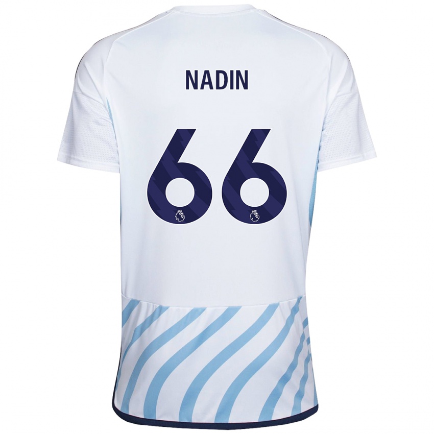 Mujer Camiseta Jack Nadin #66 Blanco Azul 2ª Equipación 2023/24 La Camisa Chile