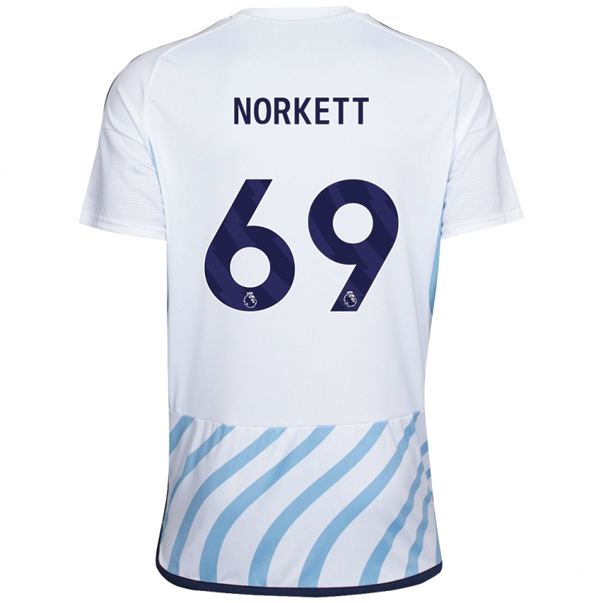 Mujer Camiseta Manni Norkett #69 Blanco Azul 2ª Equipación 2023/24 La Camisa Chile