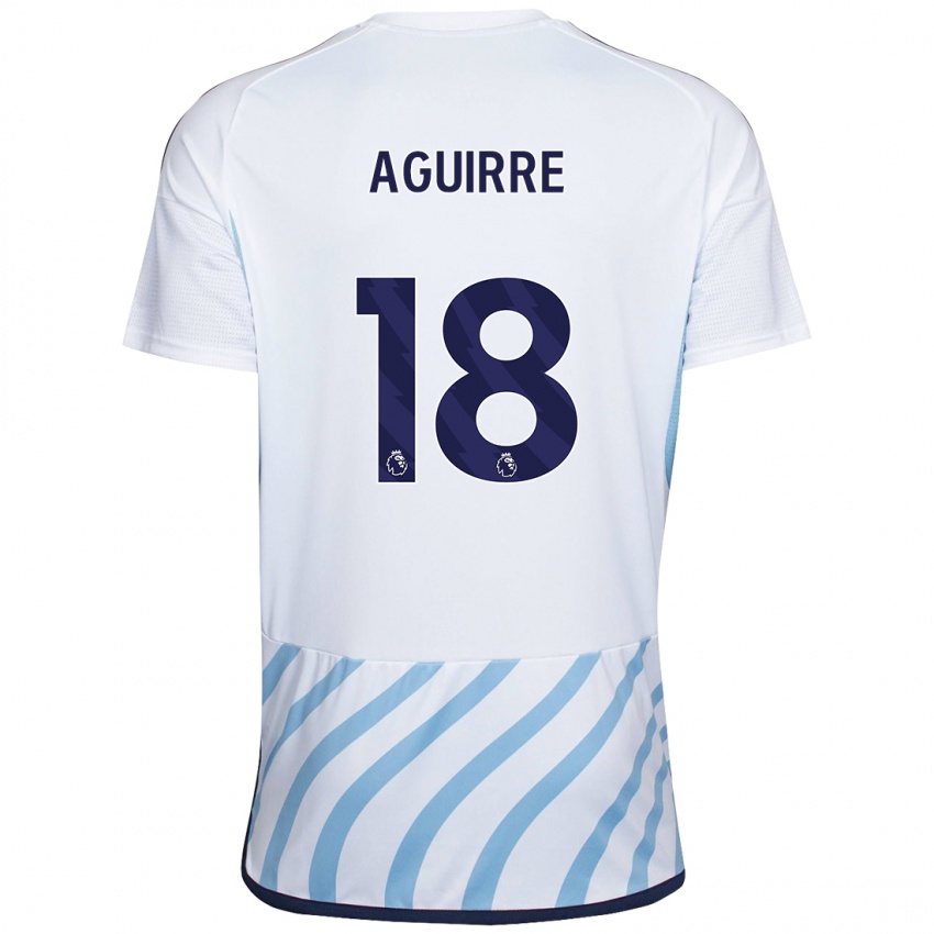 Mujer Camiseta Aja Aguirre #18 Blanco Azul 2ª Equipación 2023/24 La Camisa Chile