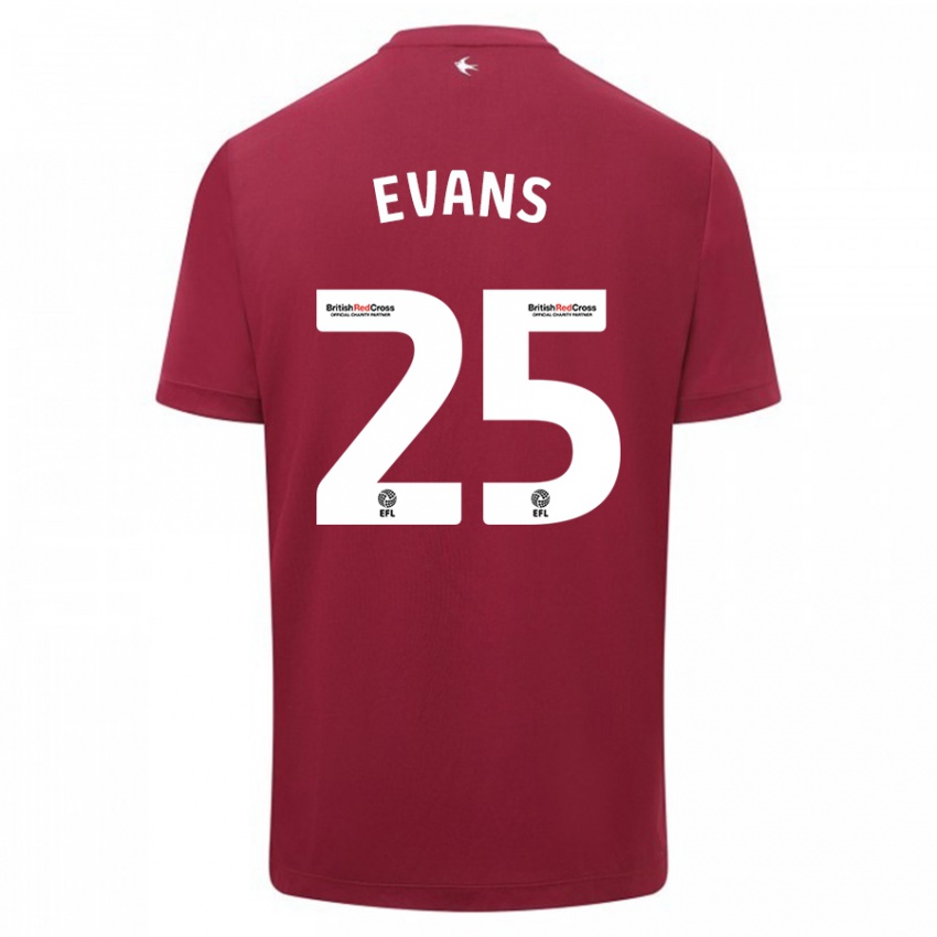 Mujer Camiseta Kieron Evans #25 Rojo 2ª Equipación 2023/24 La Camisa Chile