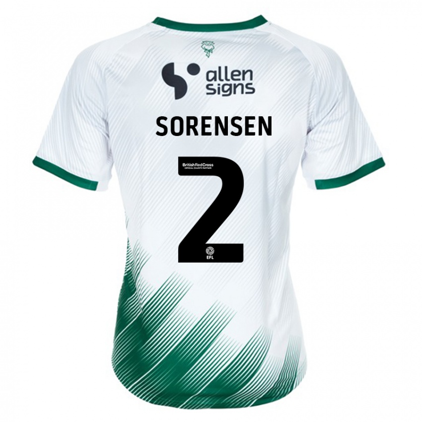Mujer Camiseta Lasse Sörensen #2 Blanco 2ª Equipación 2023/24 La Camisa Chile