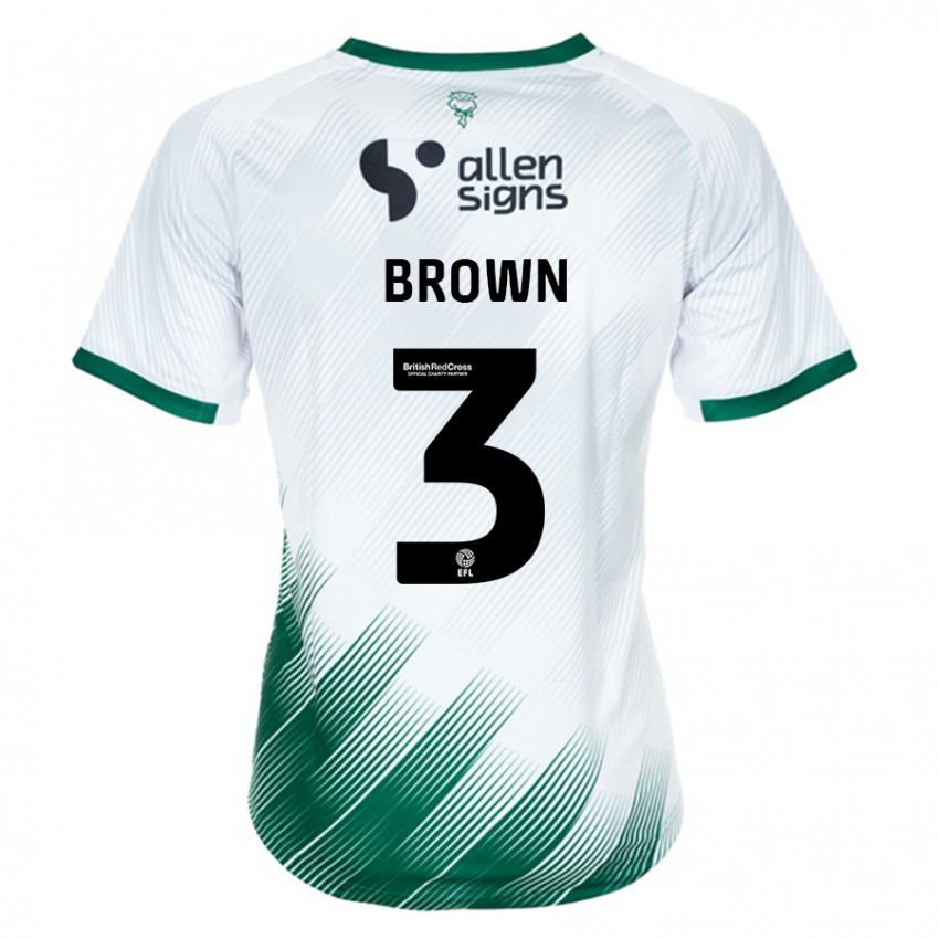 Mujer Camiseta Jaden Brown #3 Blanco 2ª Equipación 2023/24 La Camisa Chile