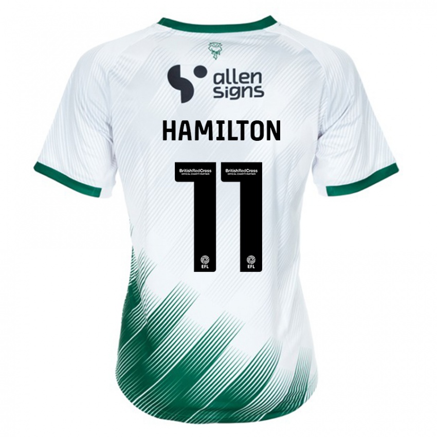 Mujer Camiseta Ethan Hamilton #11 Blanco 2ª Equipación 2023/24 La Camisa Chile