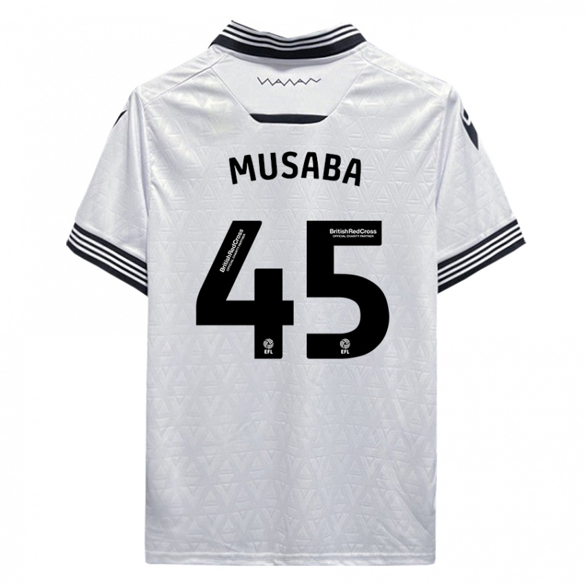 Mujer Camiseta Anthony Musaba #45 Blanco 2ª Equipación 2023/24 La Camisa Chile