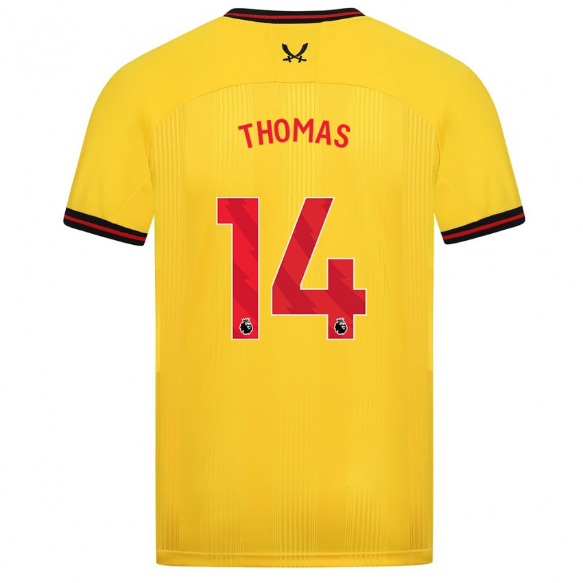 Mujer Camiseta Luke Thomas #14 Amarillo 2ª Equipación 2023/24 La Camisa Chile