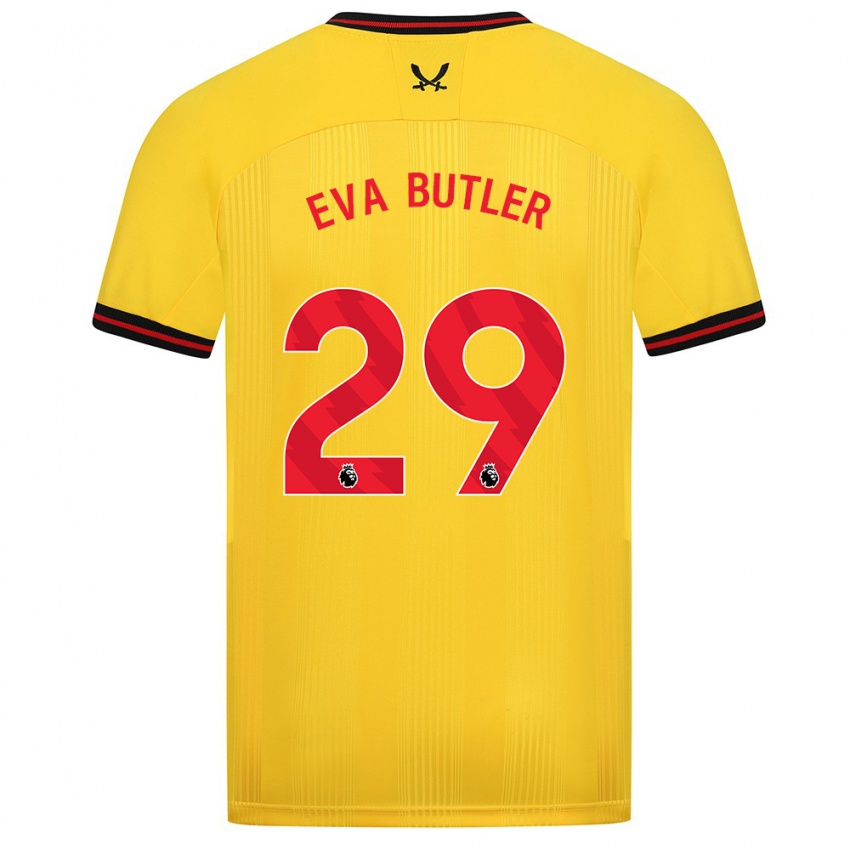 Mujer Camiseta Eva Butler #29 Amarillo 2ª Equipación 2023/24 La Camisa Chile