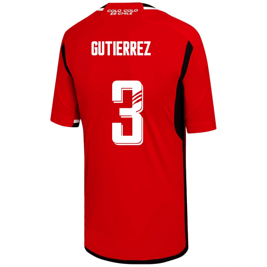 Mujer Camiseta Daniel Gutiérrez #3 Rojo 2ª Equipación 2023/24 La Camisa Chile