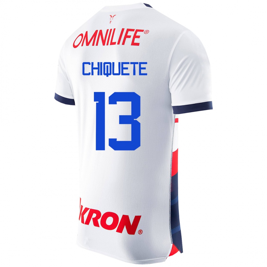 Mujer Camiseta Jesús Orozco Chiquete #13 Blanco 2ª Equipación 2023/24 La Camisa Chile