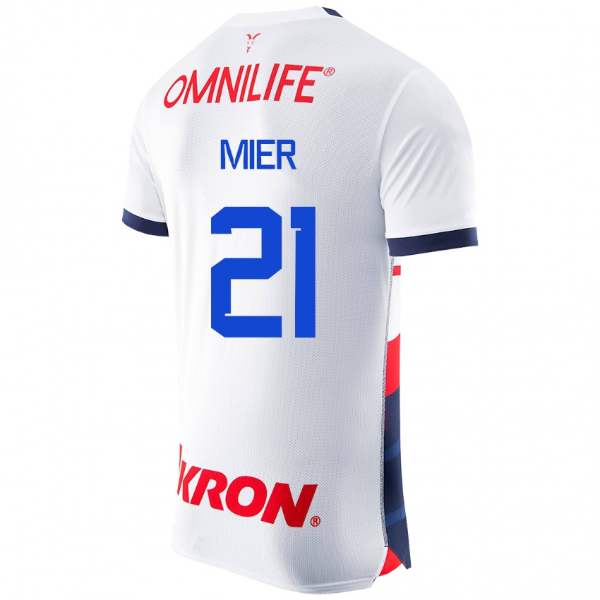 Mujer Camiseta Hiram Mier #21 Blanco 2ª Equipación 2023/24 La Camisa Chile