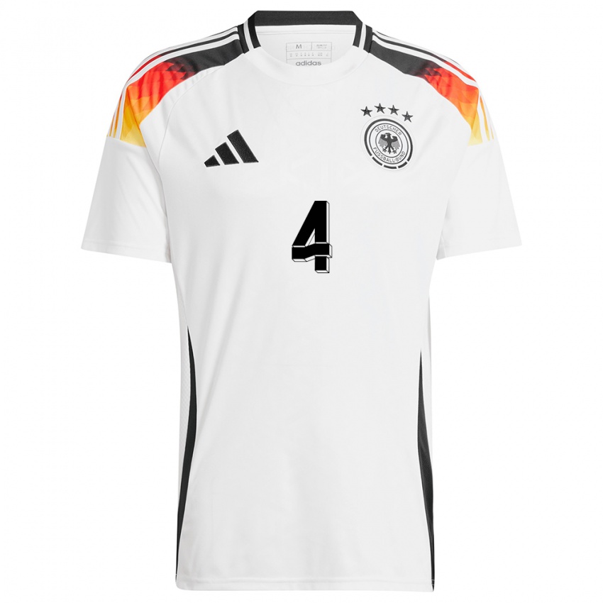 Niño Camiseta Alemania Jonathan Tah #4 Blanco 1ª Equipación 24-26 La Camisa Chile