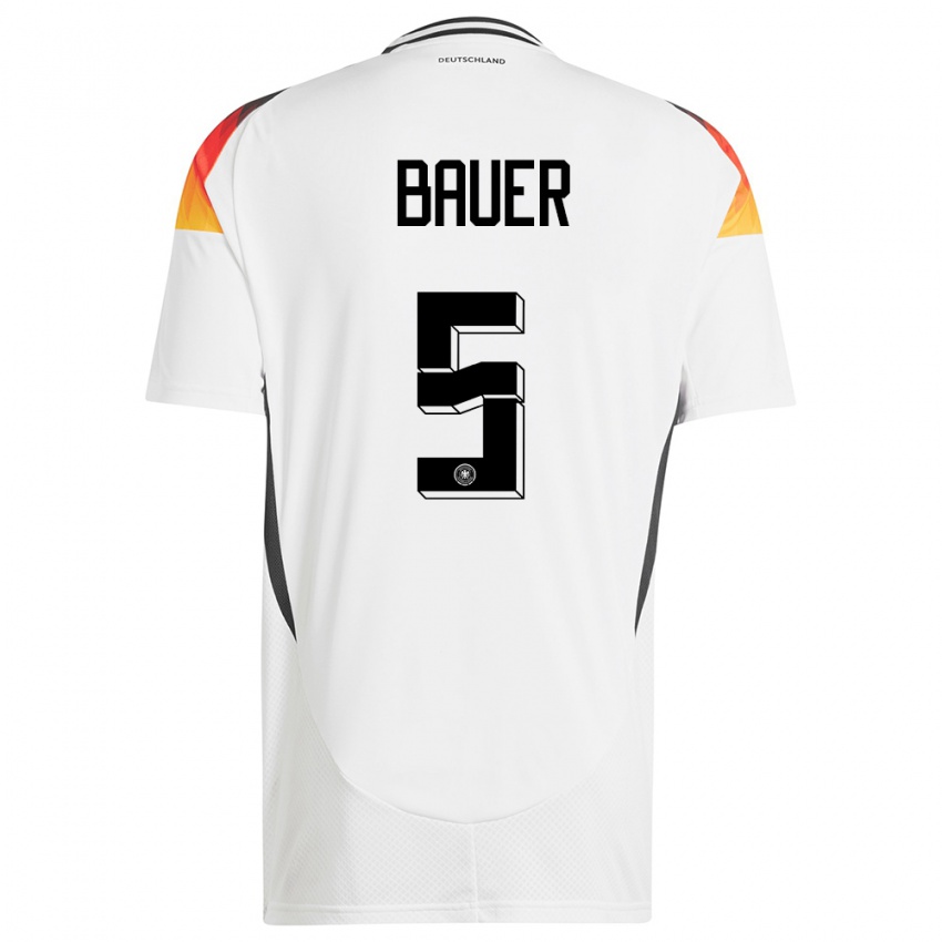 Niño Camiseta Alemania Maximilian Bauer #5 Blanco 1ª Equipación 24-26 La Camisa Chile