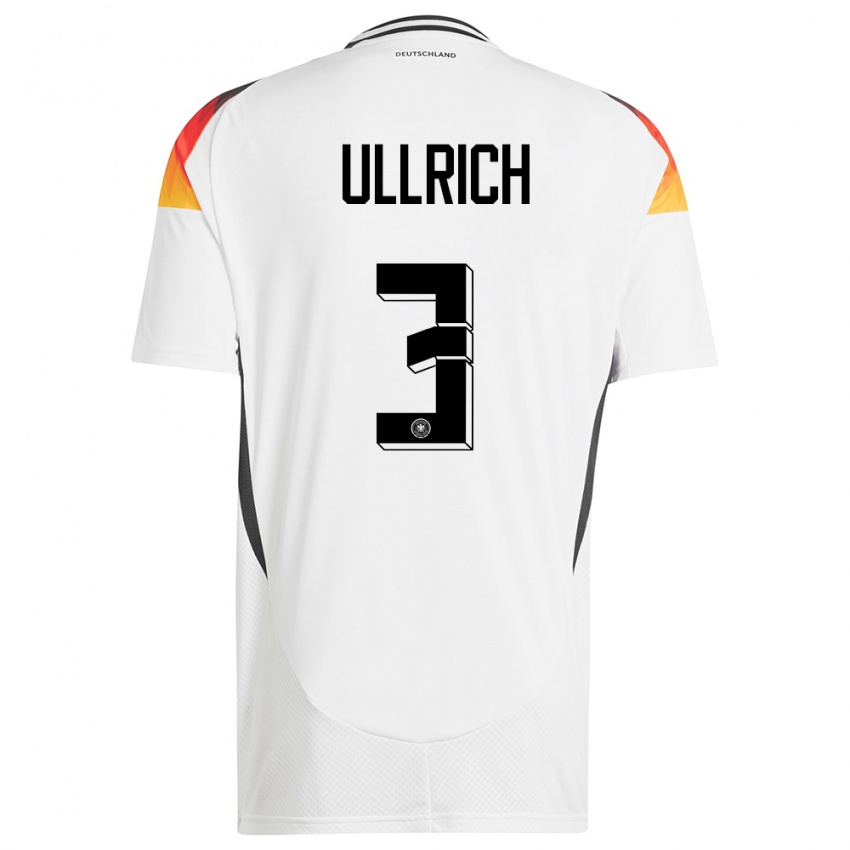 Niño Camiseta Alemania Lukas Ullrich #3 Blanco 1ª Equipación 24-26 La Camisa Chile