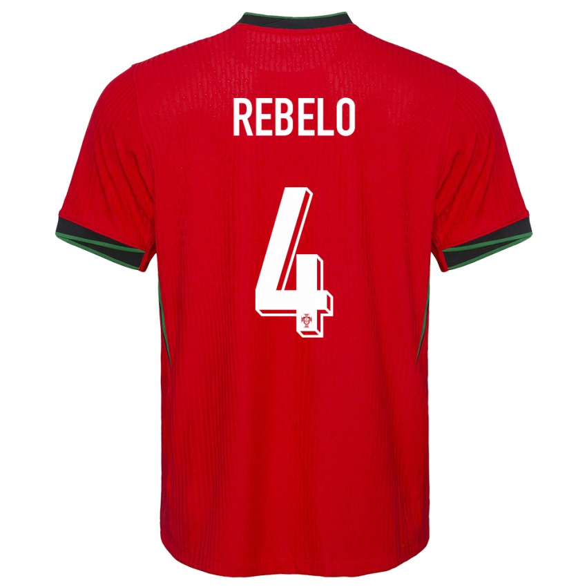 Niño Camiseta Portugal Silvia Rebelo #4 Rojo 1ª Equipación 24-26 La Camisa Chile