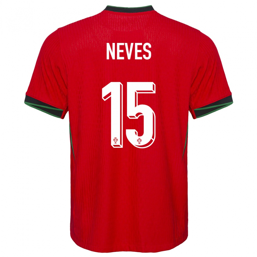 Niño Camiseta Portugal Joao Neves #15 Rojo 1ª Equipación 24-26 La Camisa Chile