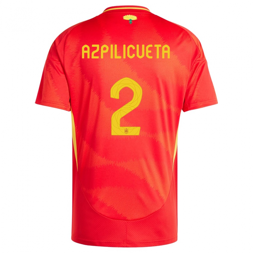 Niño Camiseta España Cesar Azpilicueta #2 Rojo 1ª Equipación 24-26 La Camisa Chile