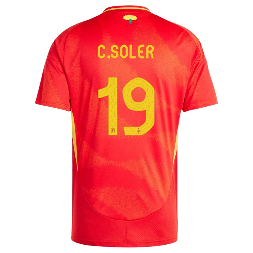 Niño Camiseta España Carlos Soler #19 Rojo 1ª Equipación 24-26 La Camisa Chile