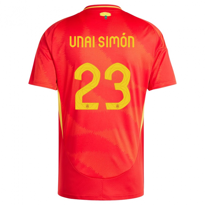 Niño Camiseta España Unai Simon #23 Rojo 1ª Equipación 24-26 La Camisa Chile