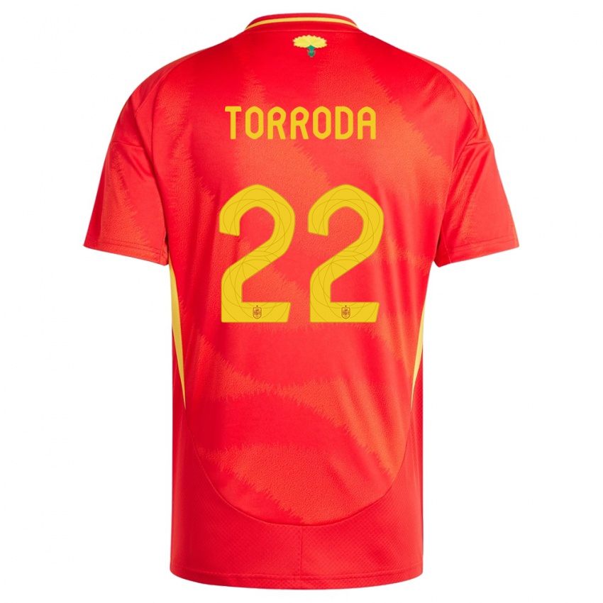 Niño Camiseta España Anna Torroda #22 Rojo 1ª Equipación 24-26 La Camisa Chile