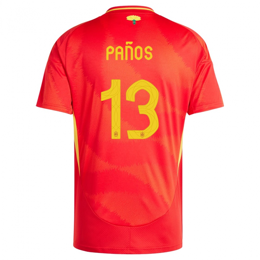 Niño Camiseta España Sandra Panos #13 Rojo 1ª Equipación 24-26 La Camisa Chile