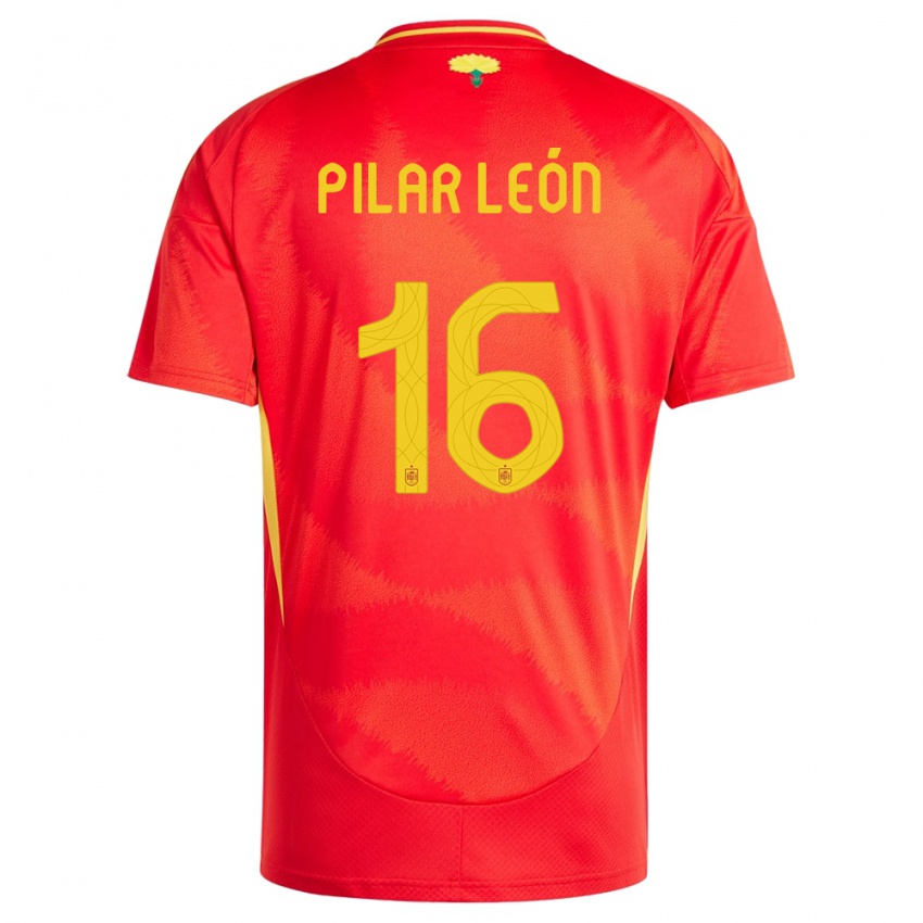 Niño Camiseta España Maria Pilar Leon #16 Rojo 1ª Equipación 24-26 La Camisa Chile