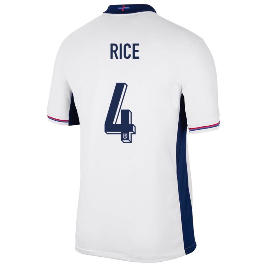 Niño Camiseta Inglaterra Declan Rice #4 Blanco 1ª Equipación 24-26 La Camisa Chile