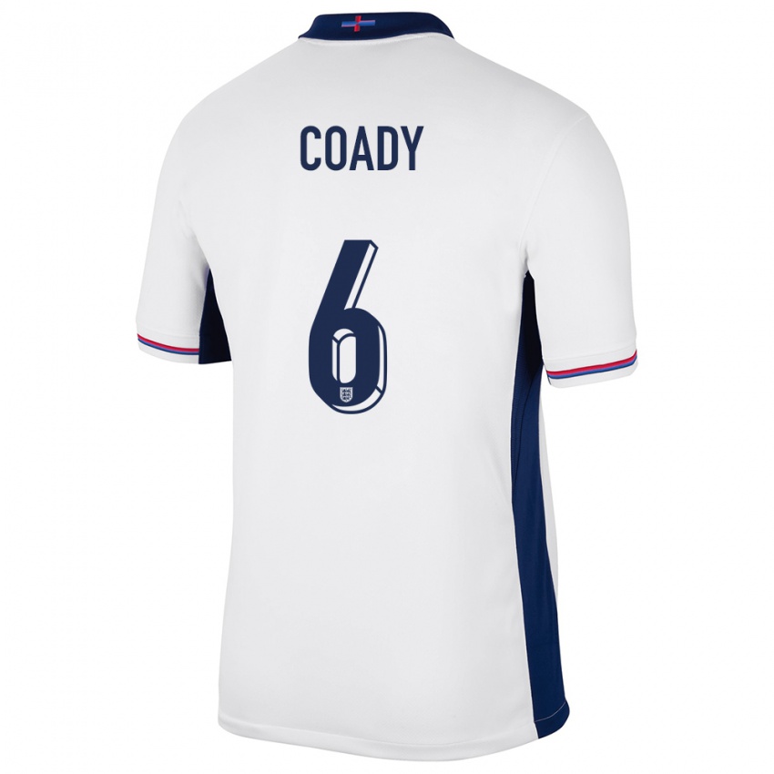 Niño Camiseta Inglaterra Conor Coady #6 Blanco 1ª Equipación 24-26 La Camisa Chile