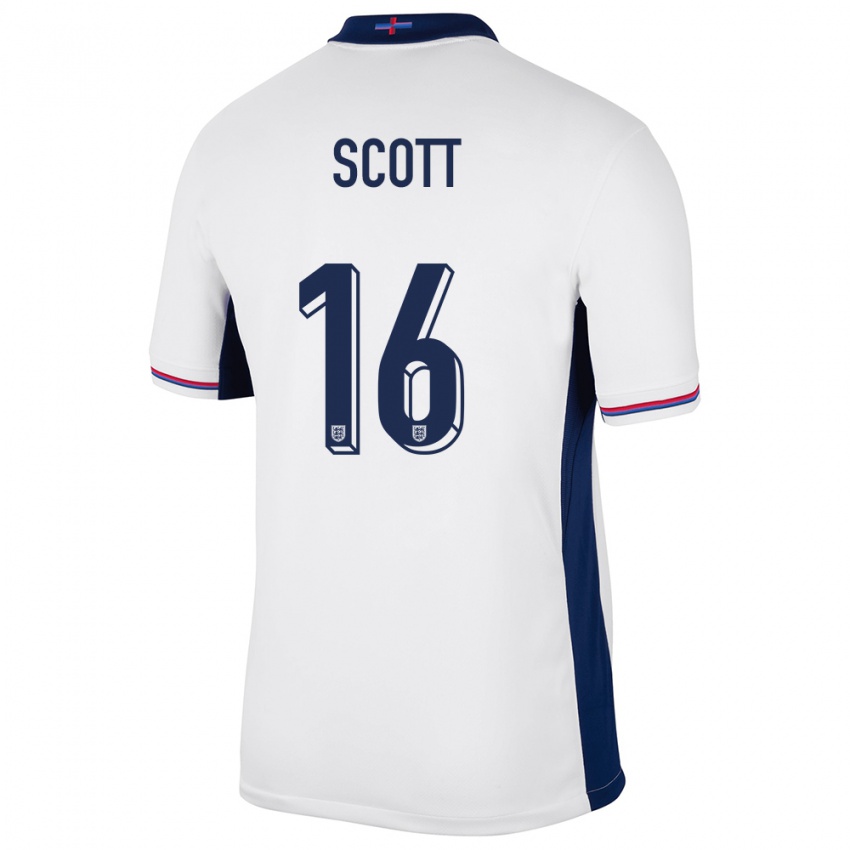 Niño Camiseta Inglaterra Jill Scott #16 Blanco 1ª Equipación 24-26 La Camisa Chile