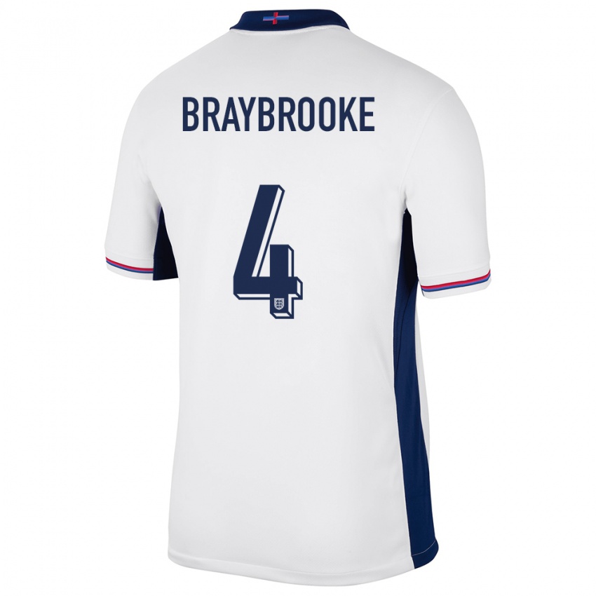 Niño Camiseta Inglaterra Samuel Braybrooke #4 Blanco 1ª Equipación 24-26 La Camisa Chile