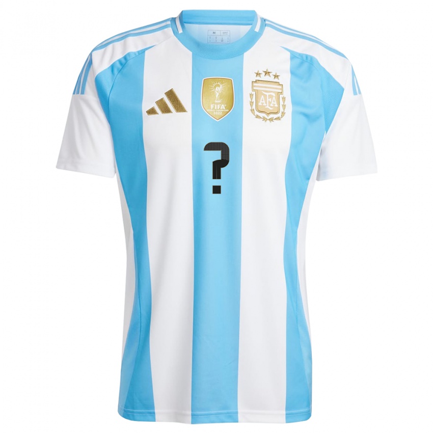 Niño Camiseta Argentina Su Nombre #0 Blanco Azul 1ª Equipación 24-26 La Camisa Chile