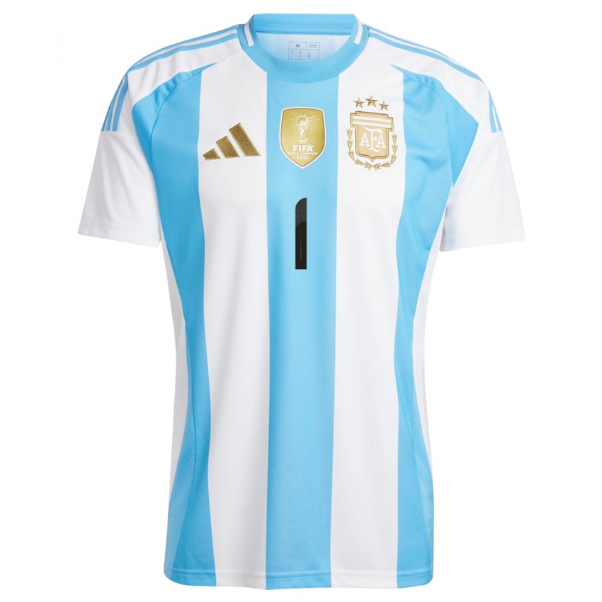 Niño Camiseta Argentina Jeremias Ledesma #1 Blanco Azul 1ª Equipación 24-26 La Camisa Chile