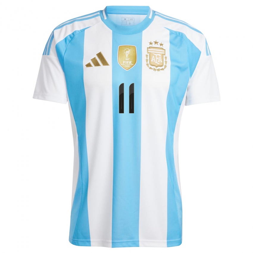 Niño Camiseta Argentina Angel Di Maria #11 Blanco Azul 1ª Equipación 24-26 La Camisa Chile