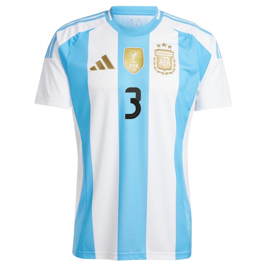 Niño Camiseta Argentina Eliana Stabile #3 Blanco Azul 1ª Equipación 24-26 La Camisa Chile