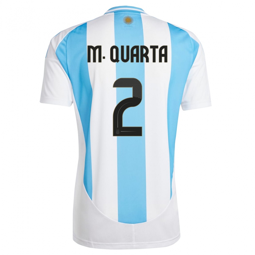 Niño Camiseta Argentina Lucas Martinez Quarta #2 Blanco Azul 1ª Equipación 24-26 La Camisa Chile